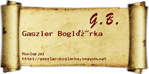 Gaszler Boglárka névjegykártya